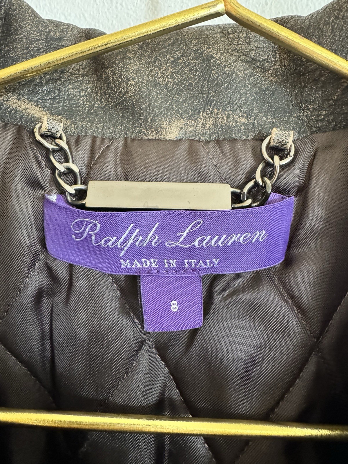polo ralph lauren purple label 100% calf skin leather moto jacket womens size 8