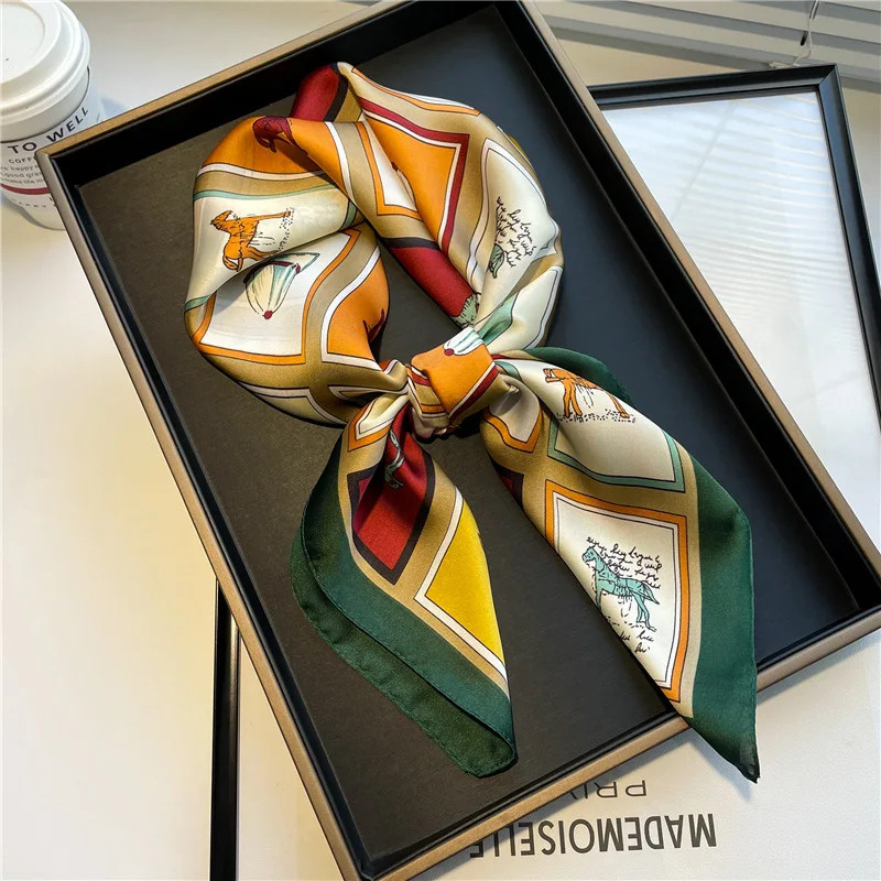 Luxury Silk Shawl Square Scarf for Women Satin Fashion Wraps Neckerchief Female