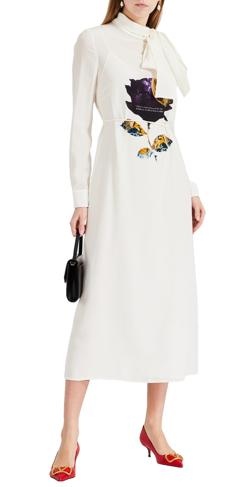 Valentino Garavani Silk Dress Midikleid Midi-Dress Emancipation of Poetry New S