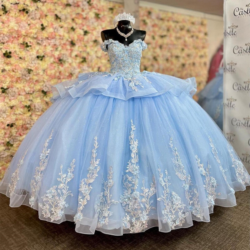 Quinceanera Off-Shoulder Dress Sweet 15 16 Birthday Party Prom Dress-
