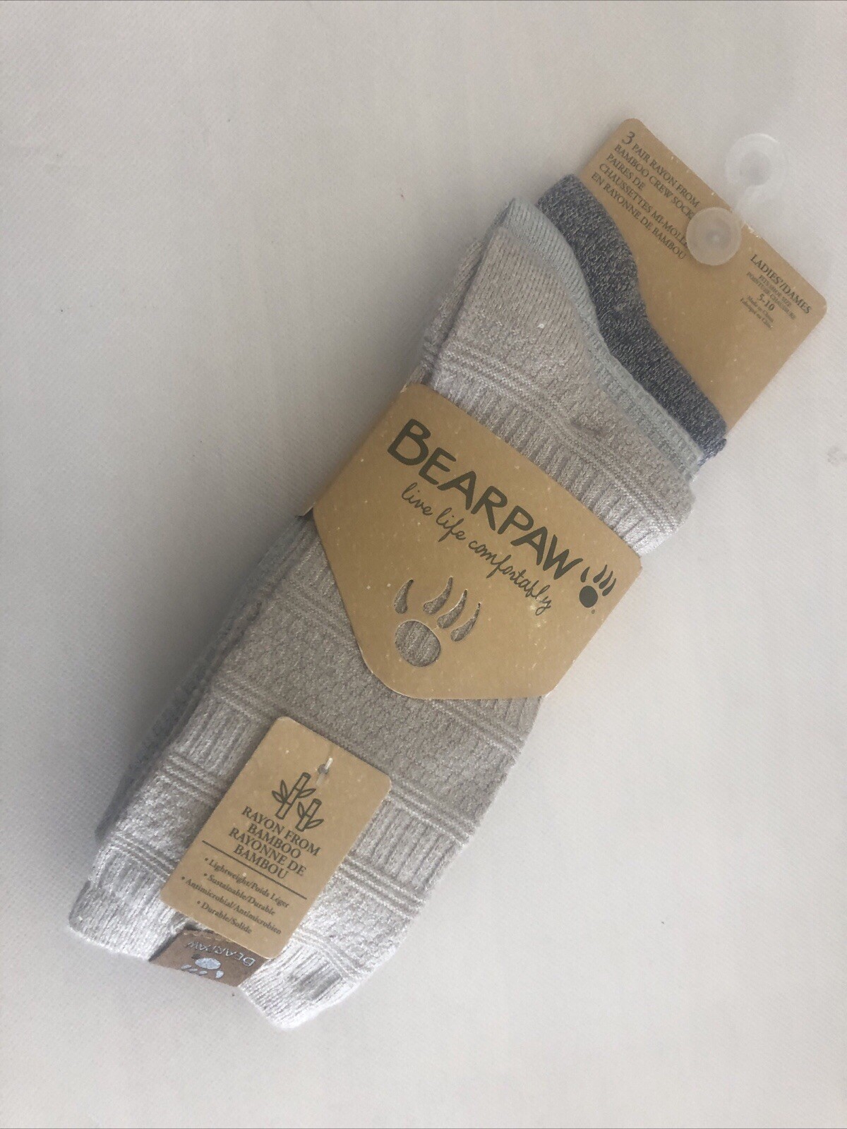 New Bearpaw 3 Pair Ladies High Quality Soft Rayon from Bamboo Crew Socks