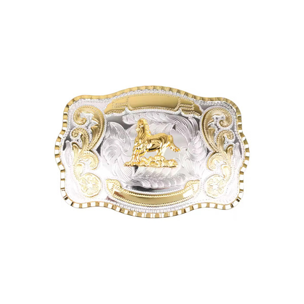 1 1/2″ Big Gold Quarter Horse Western Belt Buckle – Style 3. 5 1/2″ x 3 7/8″.
