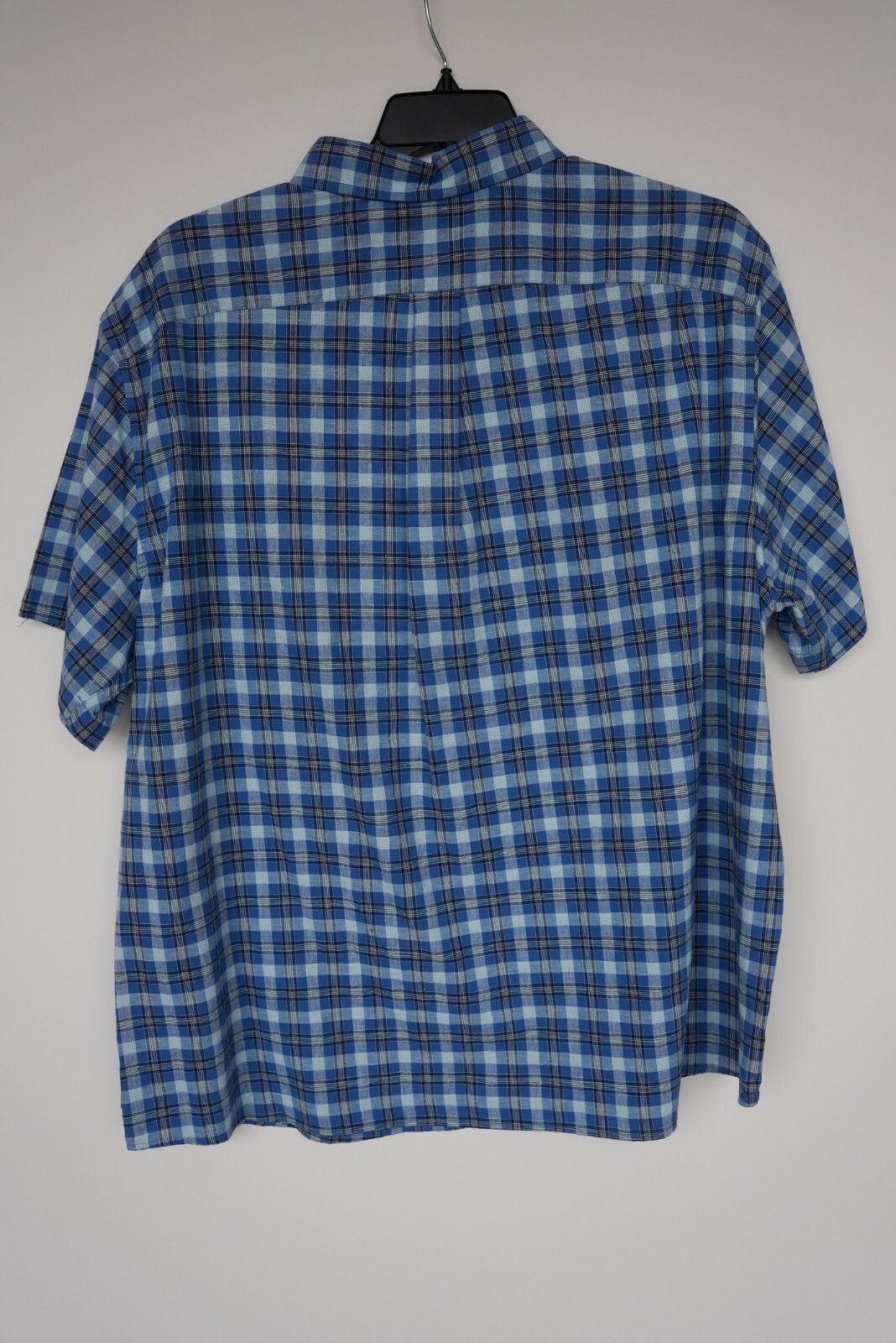 Dillard’s Rowm Men’s Short-Sleeve Shirt 2XB Big Man Blue White Plaid NWT