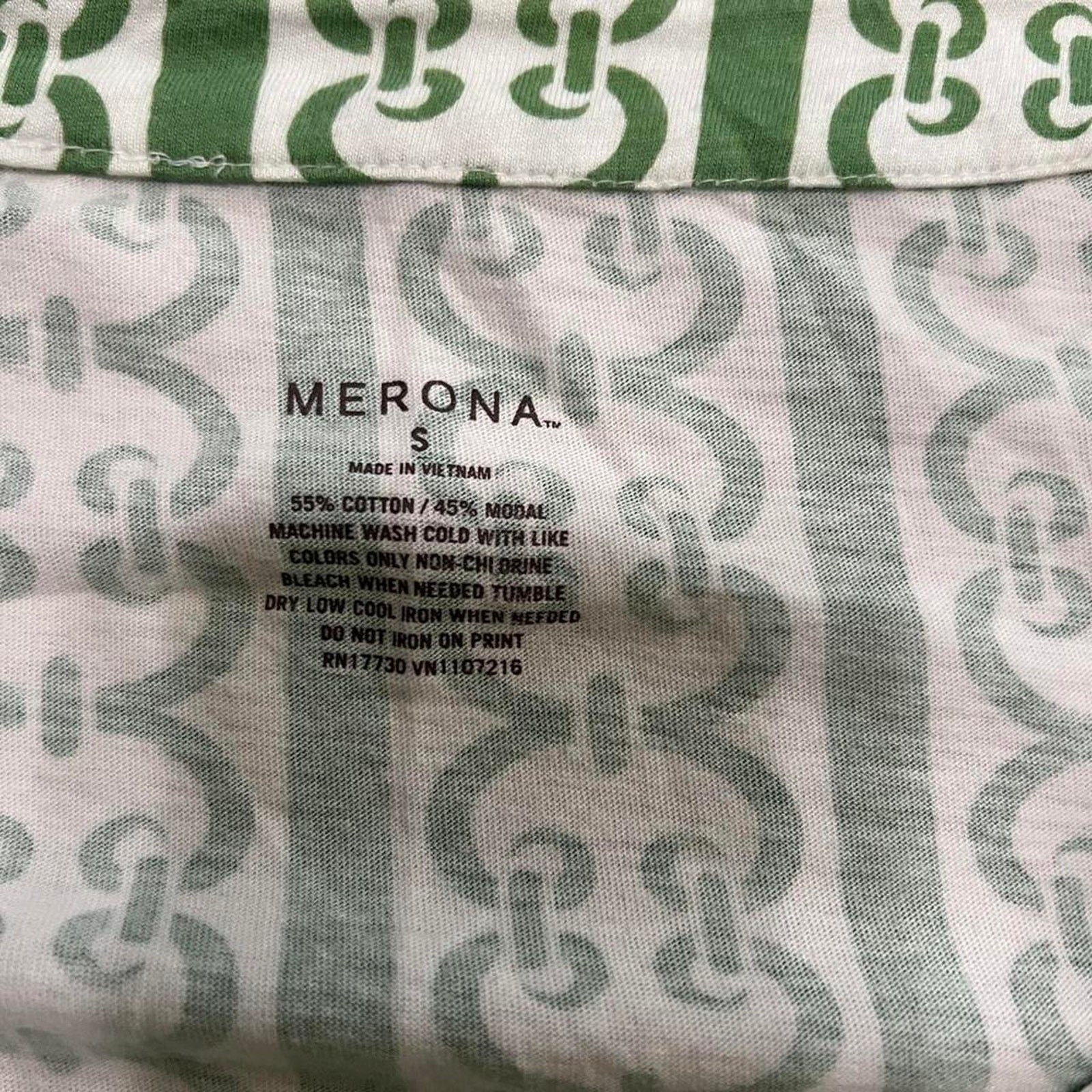 Merona green and white patterned, milkmaid milk maid peasant, peplum fitted