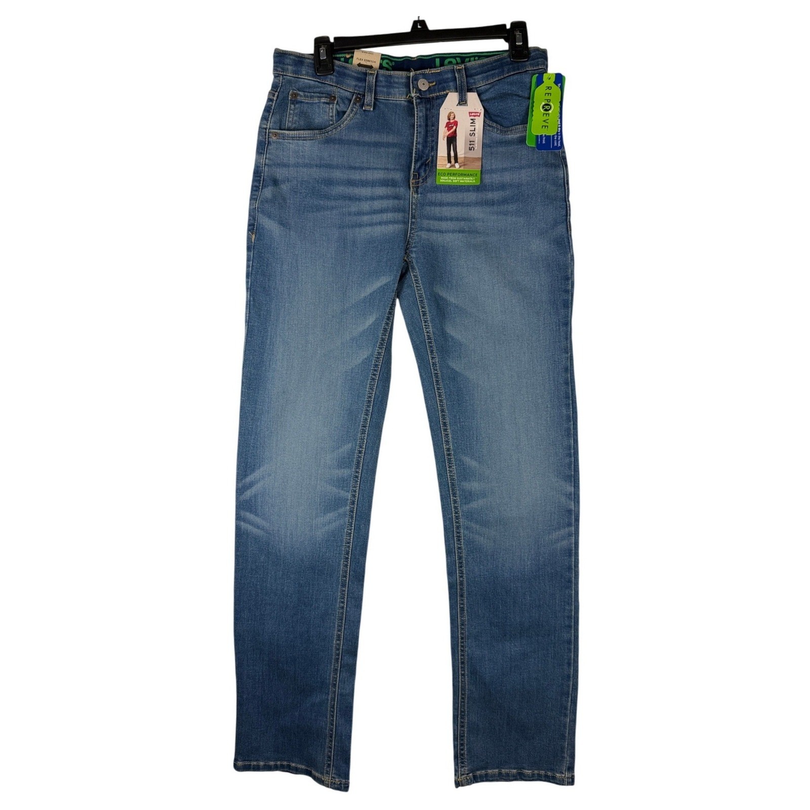 Levis 511 Slim Eco Performance Boys Jeans Size 18 Reg 29×31 Adjustable Waist NWT