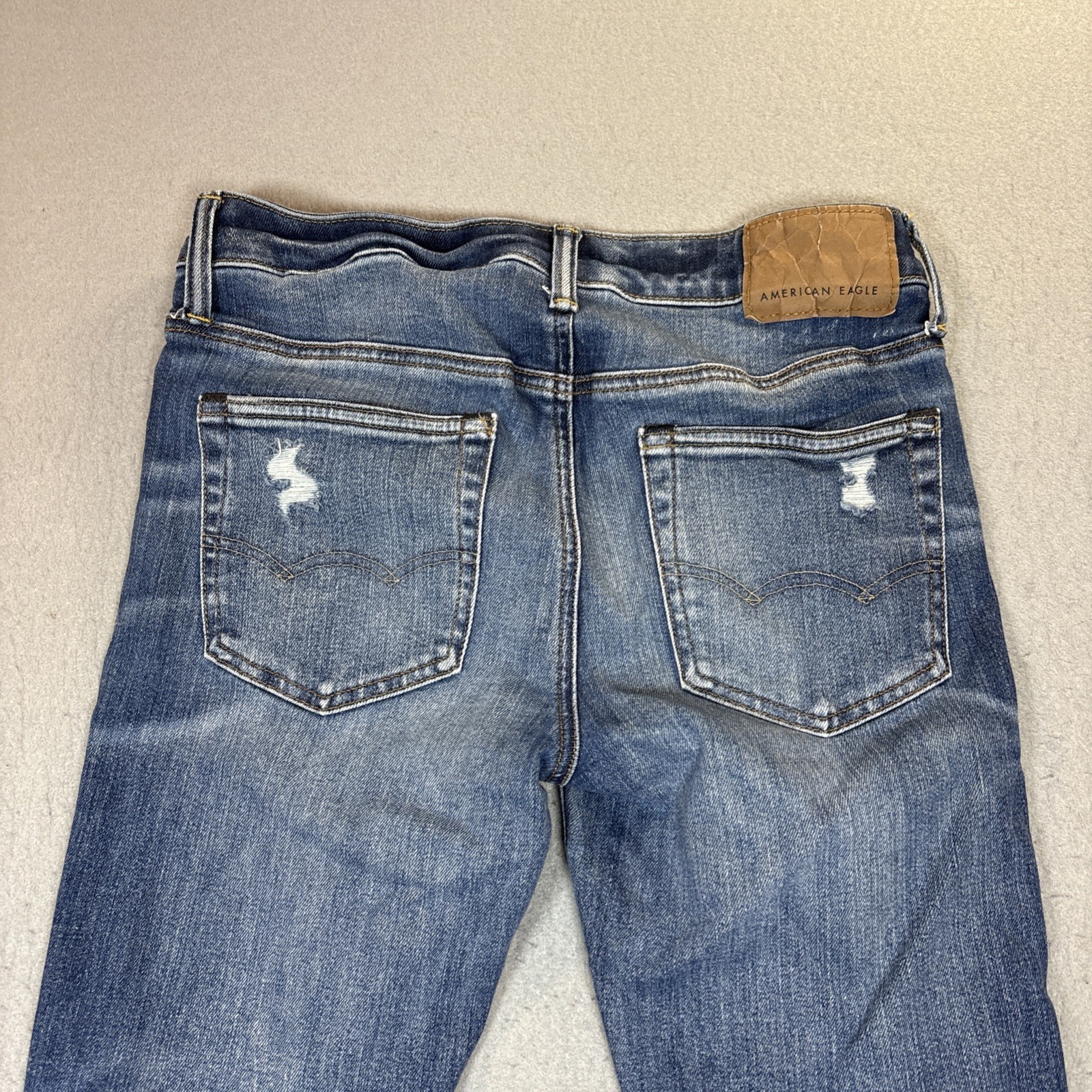 American Eagle Next Level Flex Men 30X34 Skinny Blue Medium Wash Distressed Jean
