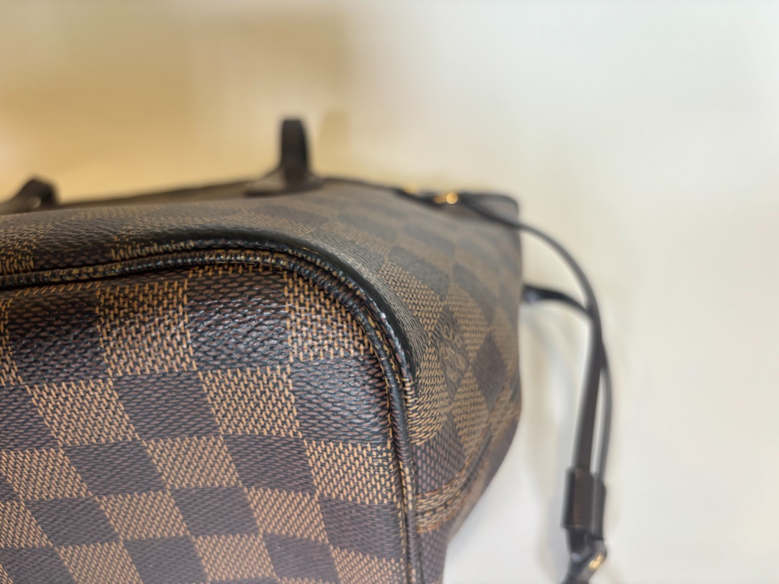 LOUIS VUITTON Neverfull PM Damier Ebene Canvas Brown Tote Bag N51109 Authentic