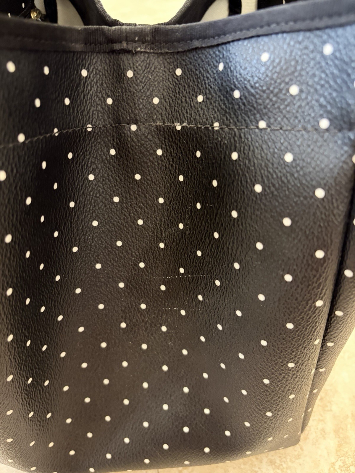 Kate Spade New York Black White Polka Dot Small Tote Logo Gold Hardware
