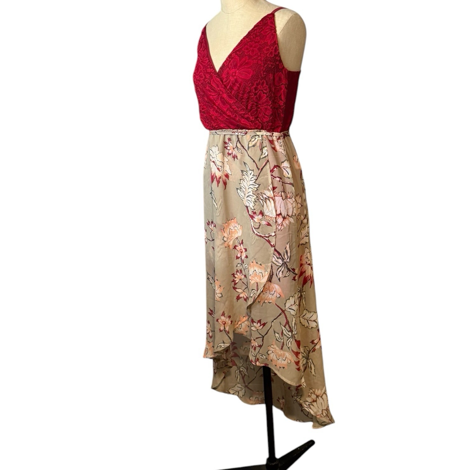 Kismet Womens Small Floral High Low Dress Lace Bodice Sleeveless NWT