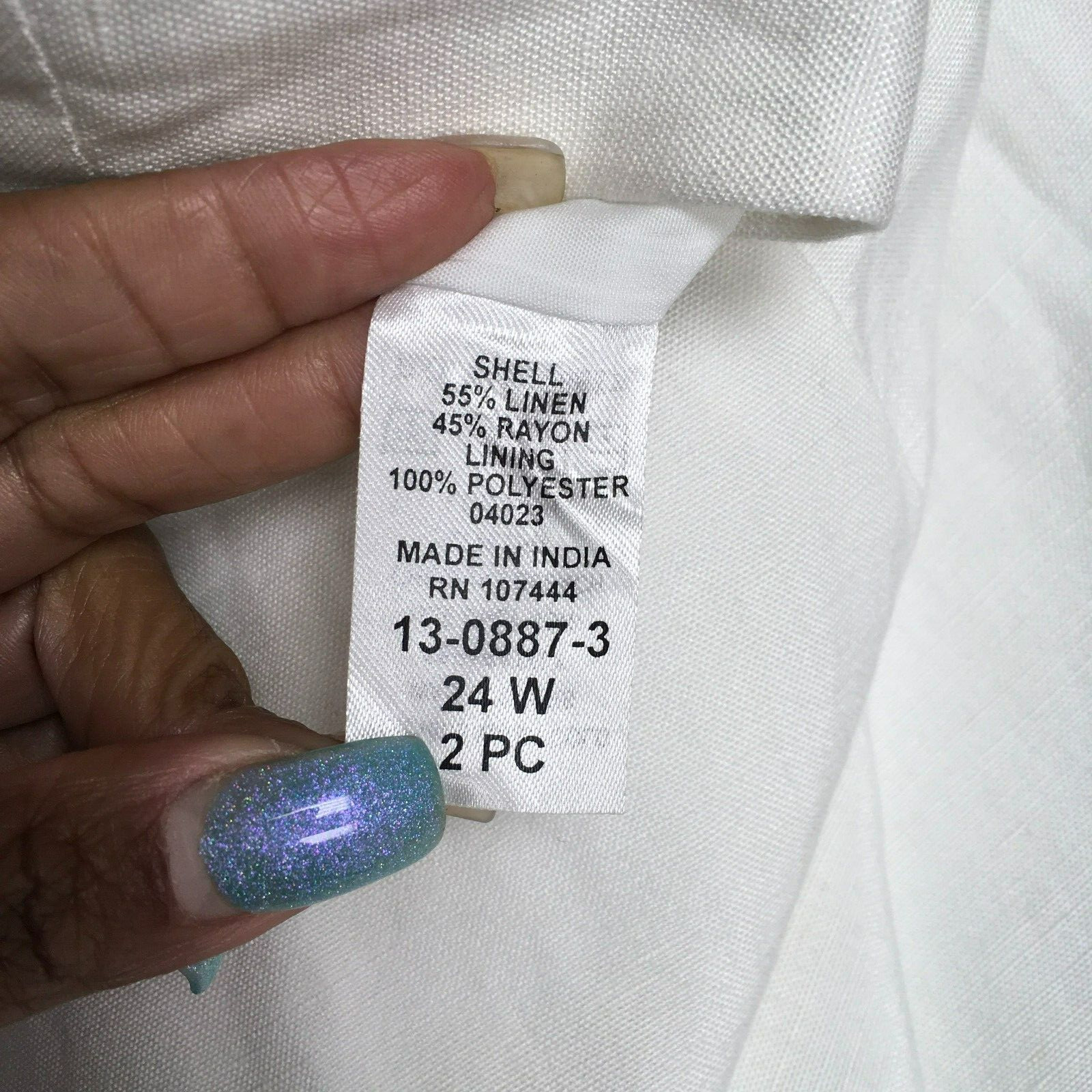 Jessica London Womens White Soft Ease Linen Rayon Comfort Waist Capri Pants 24W
