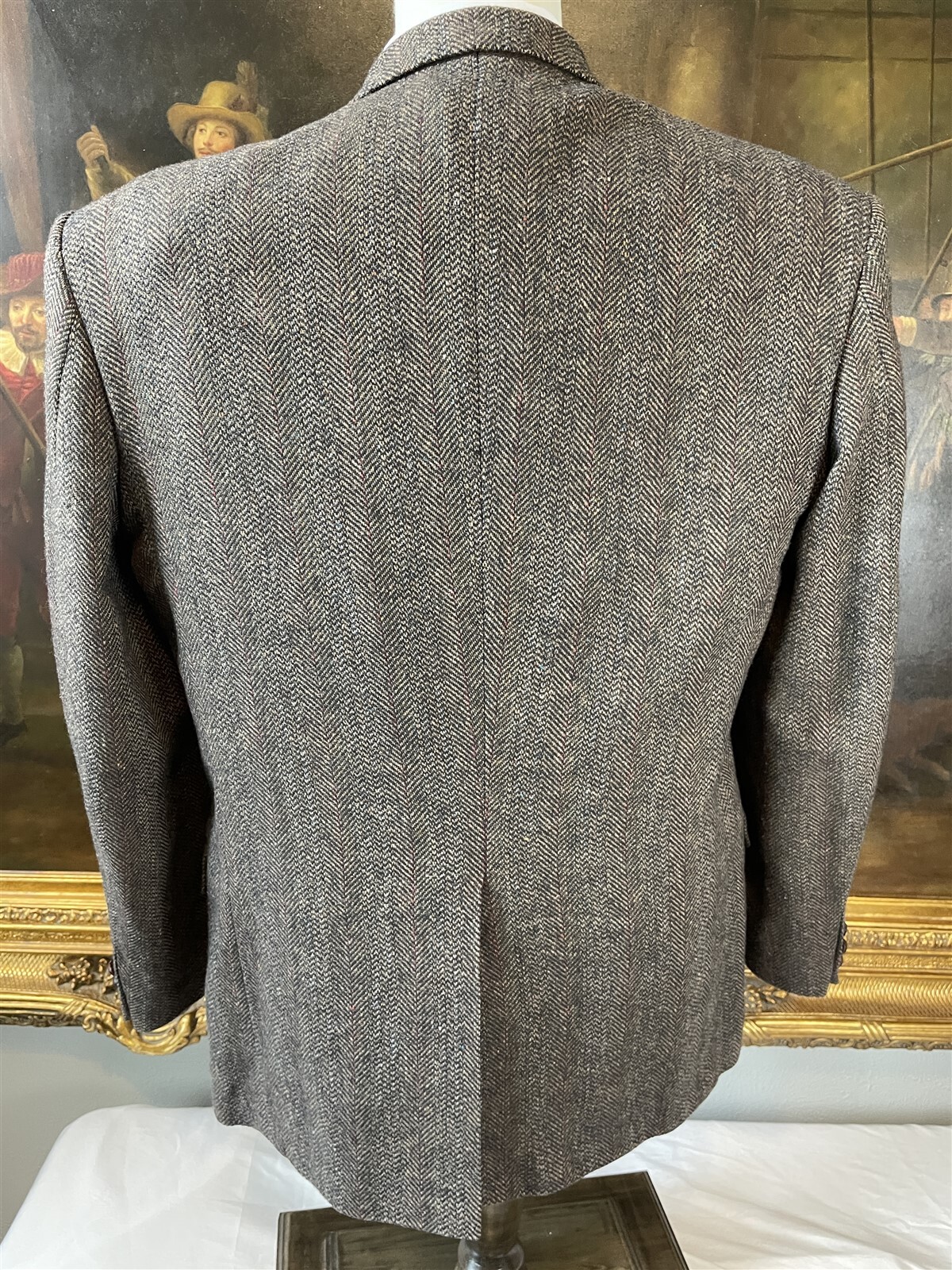 VTG Deansgate 42R Brown Wool & Lambswool Herringbone Tweed Stripe Sport Coat
