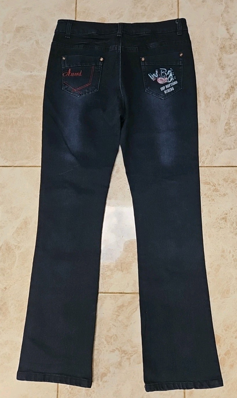FS Clothing Mens W34 L30 Indigo Blue Boot Fit Embellished Jeans 34″ Denim Vogue
