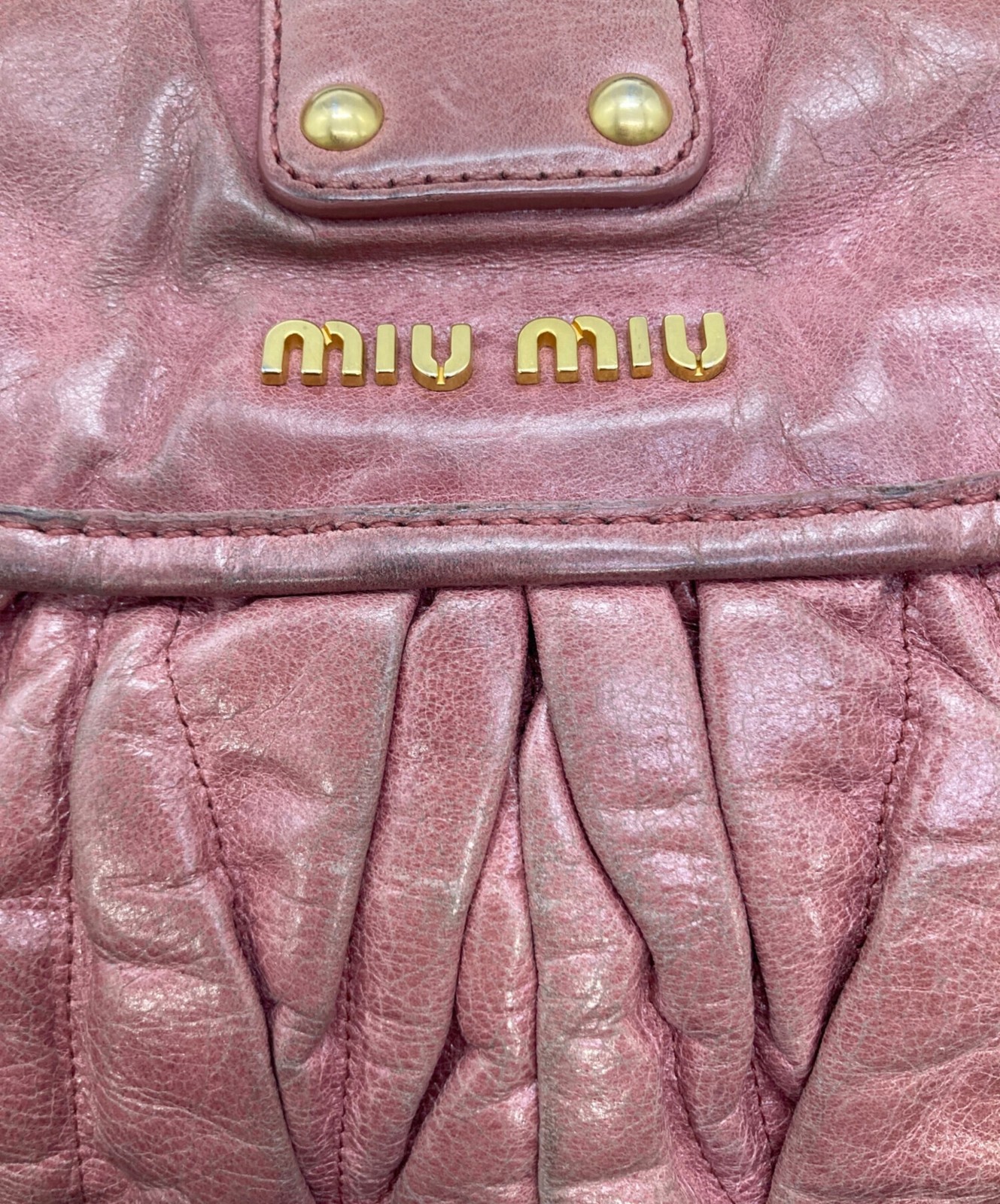 MIUMIU Handbag 2 Way Top Handle Shoulder Strap Pink Gold Lock Authentic