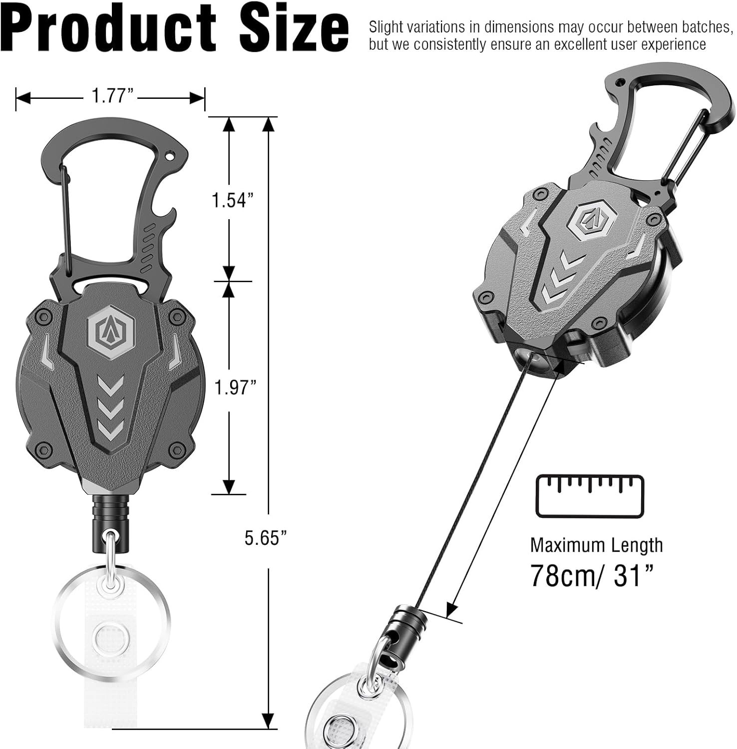 Autonomier 2Pack Heavy Duty Retractable Keychain, Unbreakable Construction | Tac