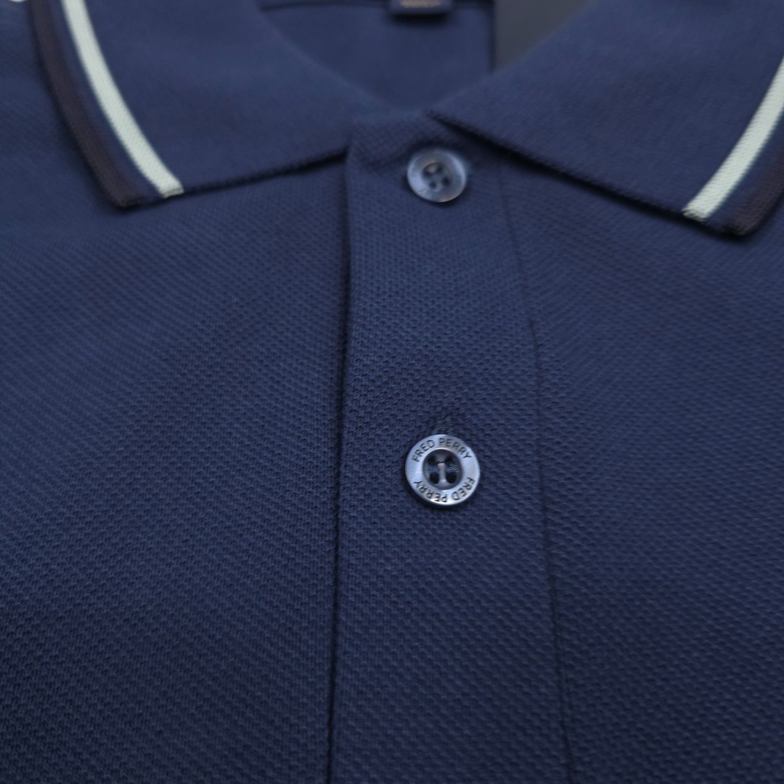 Fred Perry M3600 Twin Tipped Pique Polo Shirt Mens Small Slim Fit Tennis Blue