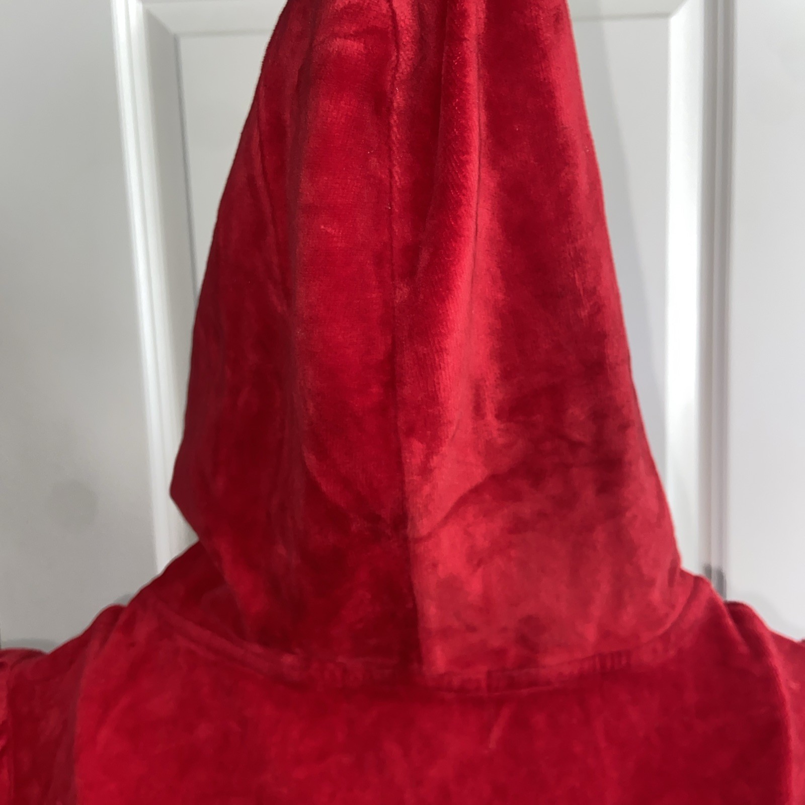 Y2K Juicy Couture Velour Red Hoodie Tunic Tie Bow Waist Long Dress Sz XL RARE