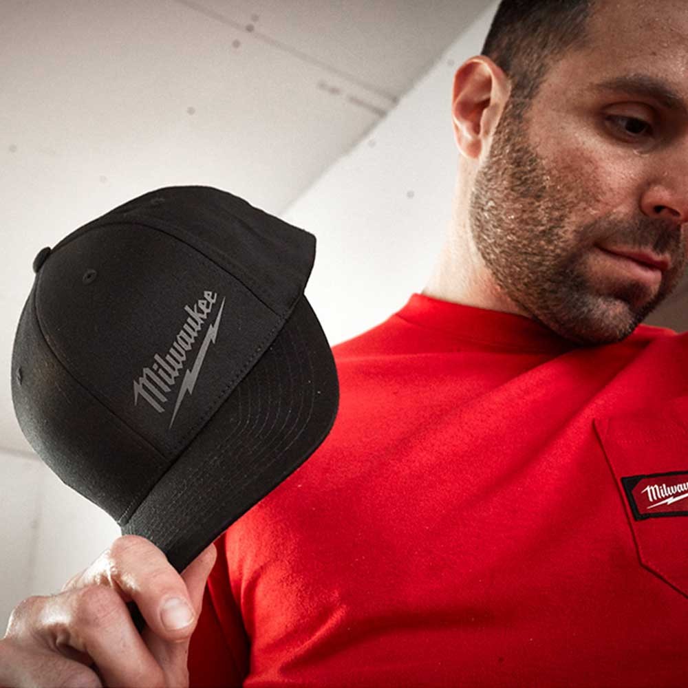 Milwaukee 504B-LXL FlexFit Lightweight Fitted Hat Black – L/XL
