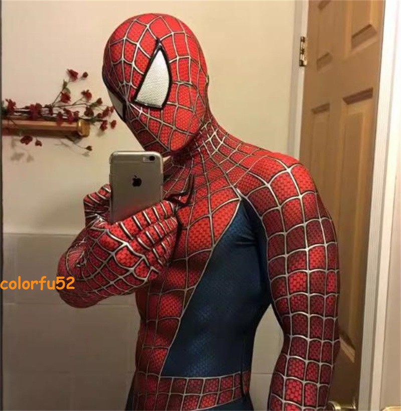 Amazing Spider-Man Tobey Maguire Cosplay Jumpsuit Mask Men Kid Halloween Costume