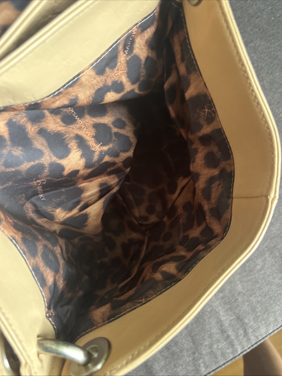 B. Makowsky Small Tan Leather Shoulder Bag Purse with Padded Single Strap