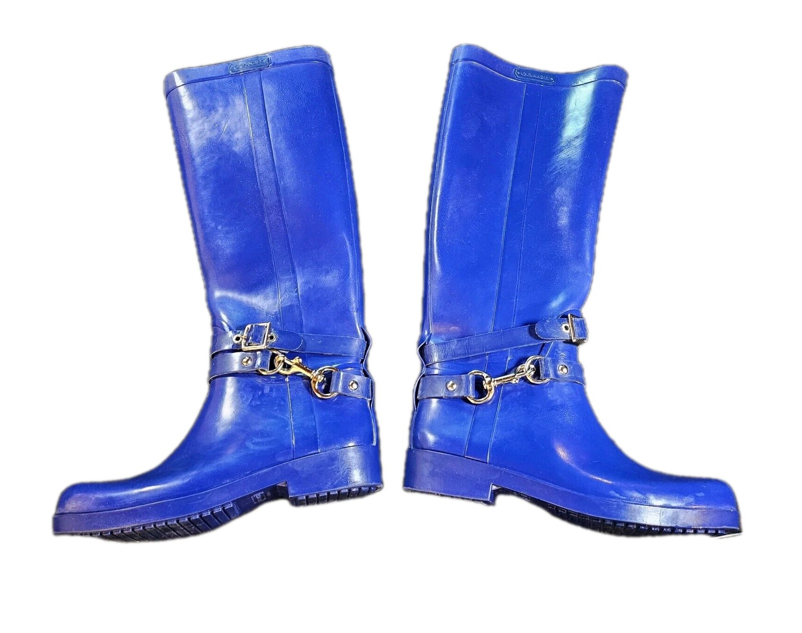 Coach Royal Blue Lori Tall Rainboots Womens SZ 6 B Casual,Equestrian, Dressy