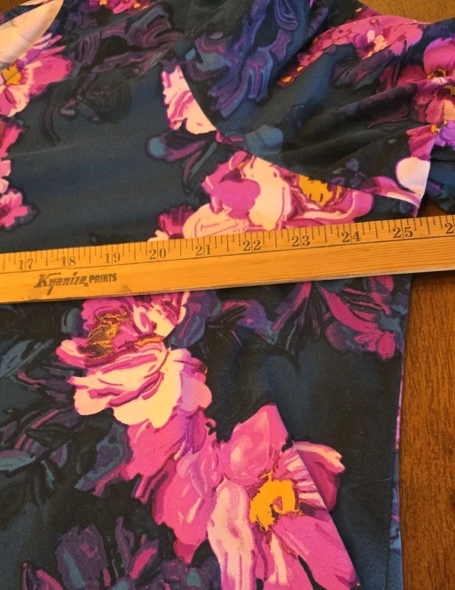 Susan Graver Deep Blue Floral Blouse Bell Sleeves Sz 1X Whimsigoth Fairy Brushed