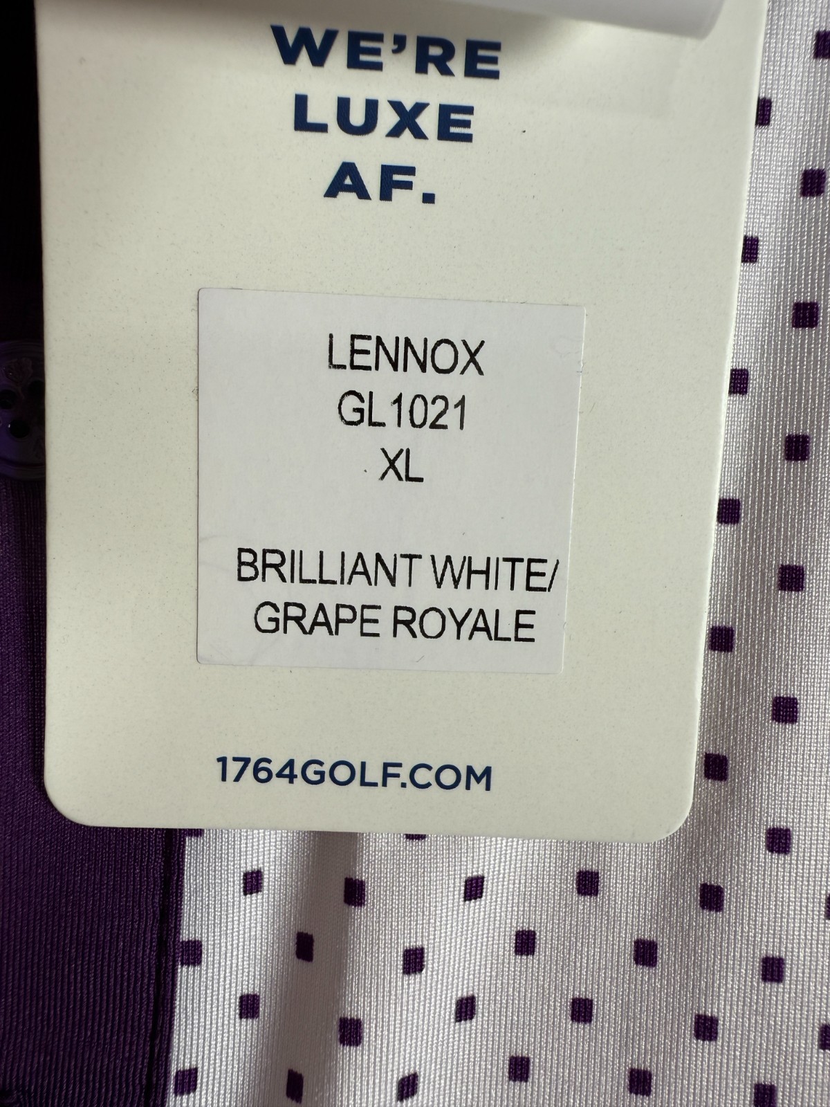NEW Graham Luxe Lennox Performance Polo Shirt Mens XL Brilliant White Grape