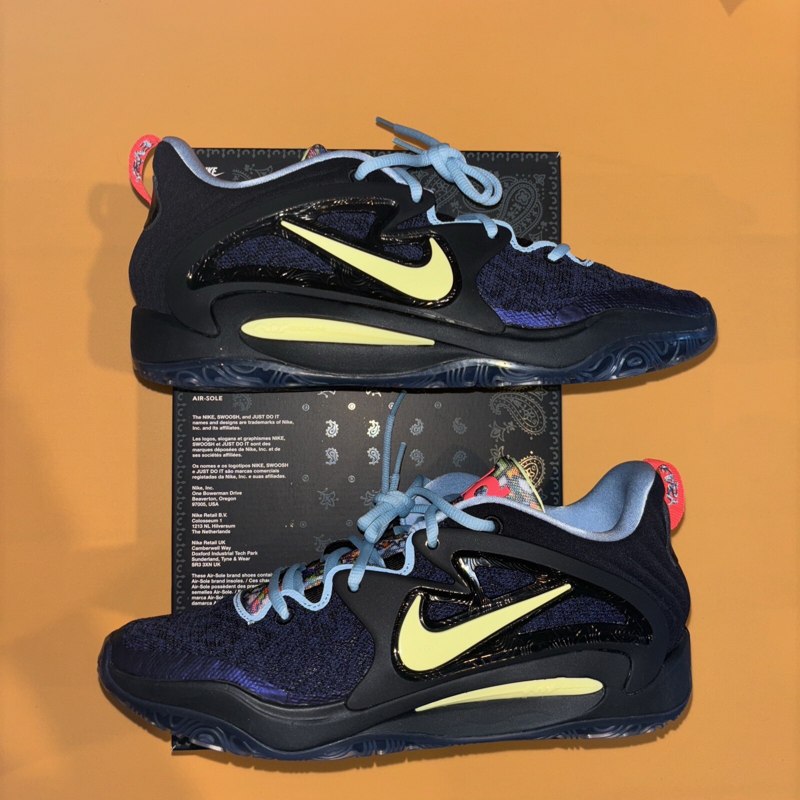 Nike KD15 Beginnings Size 8.5 DC1975 001 Rare Black Blue Yellow Spring