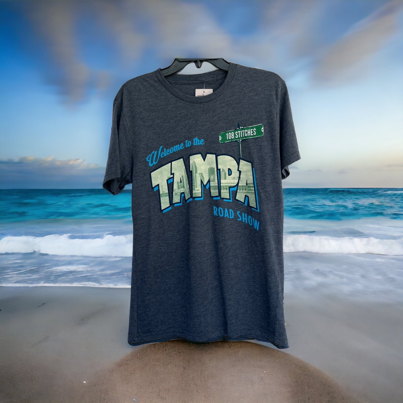 108 Stitches T-Shirt Welcome To The Tampa Roadshow Gray Medium New