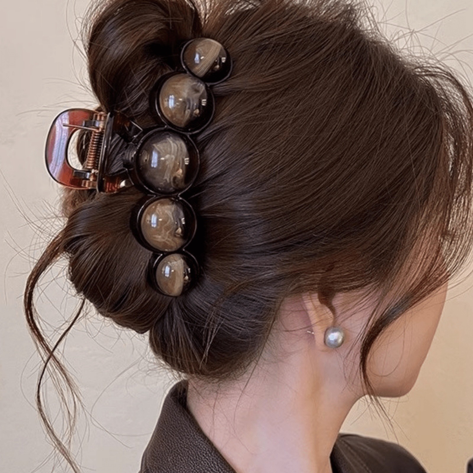 1pc Fashion Pearl Large Simple Elegant Acrylic Hair Claw Hairpin For Women’s