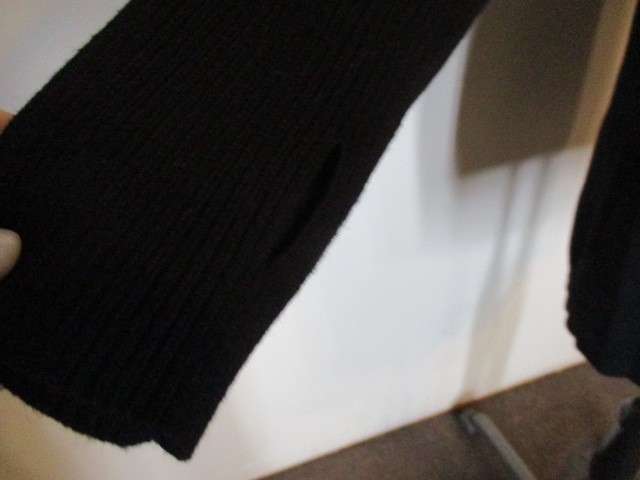 KaufmanFranco FAB! Woven Mixed Media Pocket Thumbholes Open Cardigan in Black L