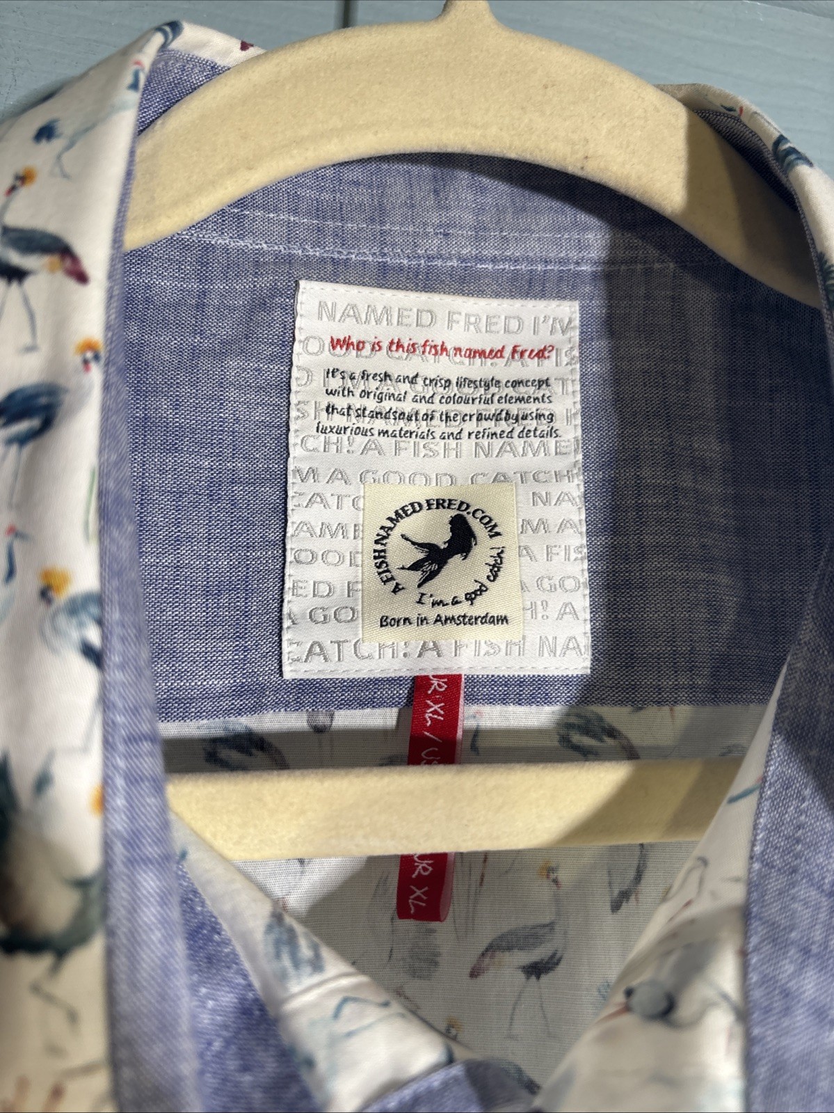 A Fish Named Fred Tropical Birds Short Sleeve Cotton Button Down Shirt XL