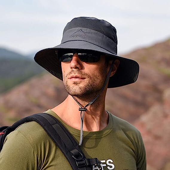 Adjustable Waterproof Wide Brim Sun Hat UV Protection Fishing Bucket Boonie Cap