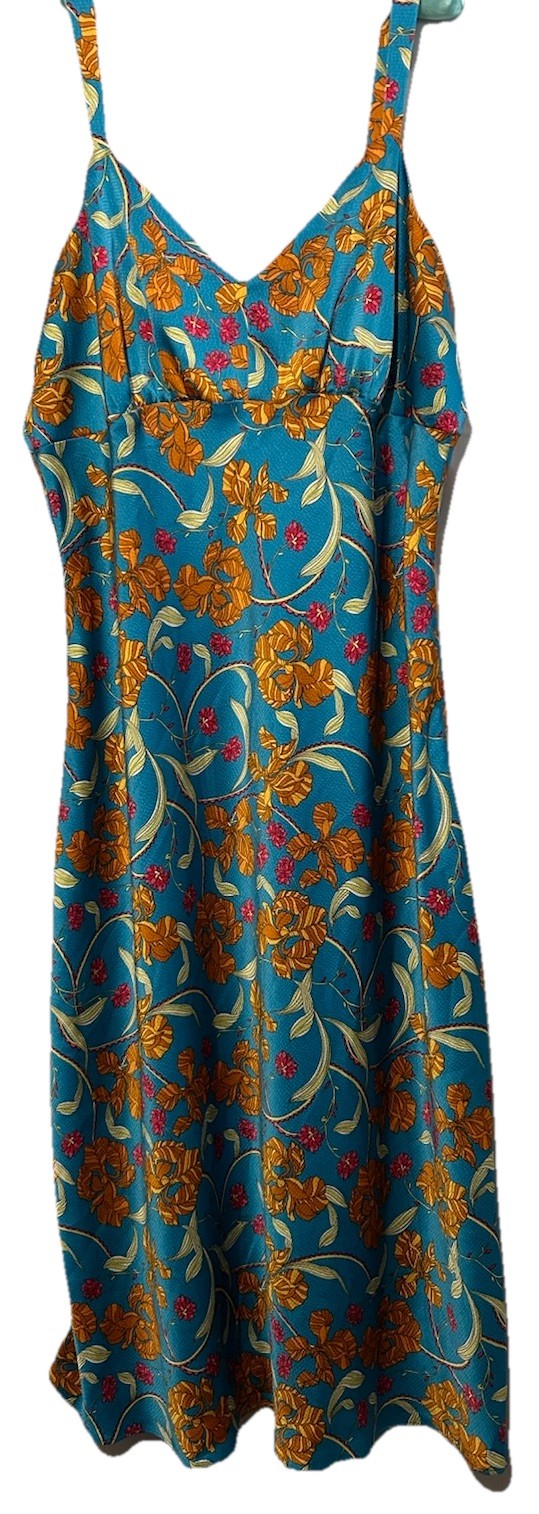 Sophia Vergara Nightgown XL New Teal Floral Print Women’s Slip Lingerie Gown NWT