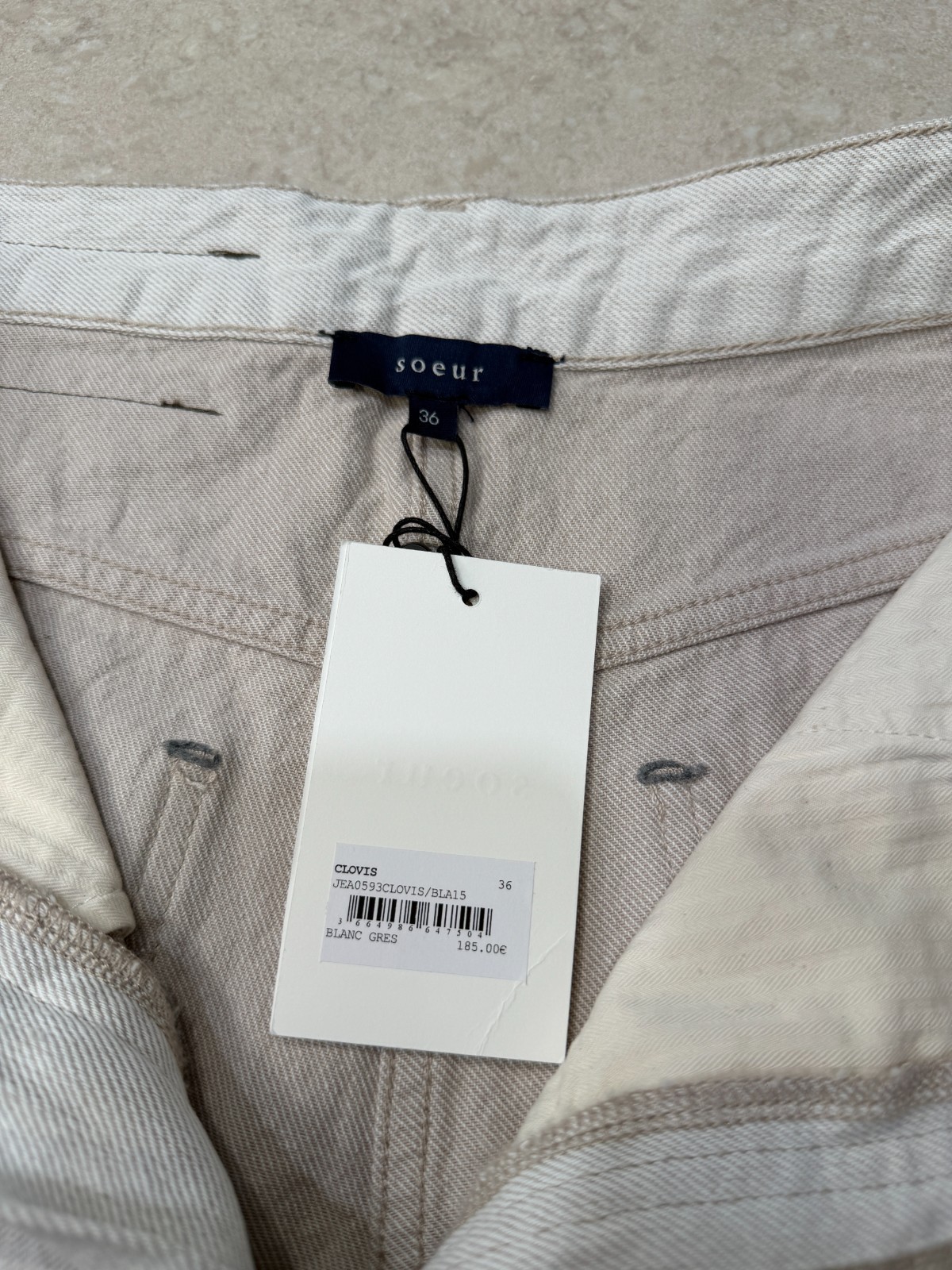 NWT Souer Clovis Trousers in Wide Curved Denim Cut Womens Size FR36/US4