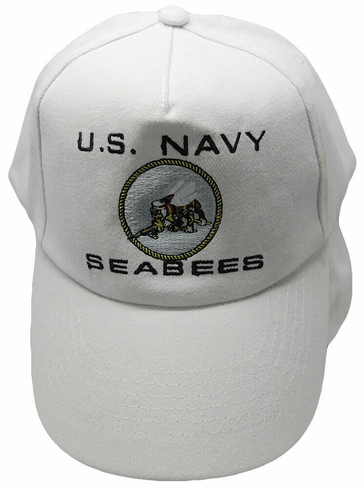 Embroidered Military White Navy Seabees Embroidered Baseball Hat Cap (RUF)