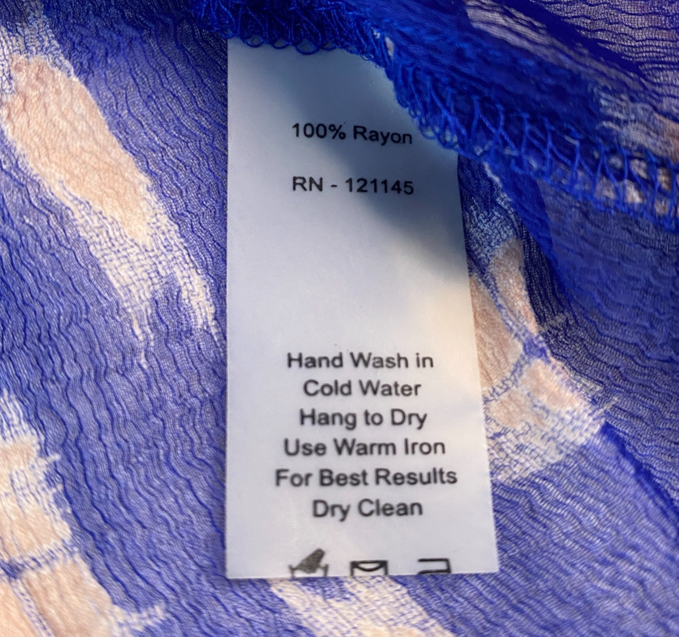 Paradigma Sheer Blue Blouse Small Silk Look Ikat Print Tunic Top w/ Cami