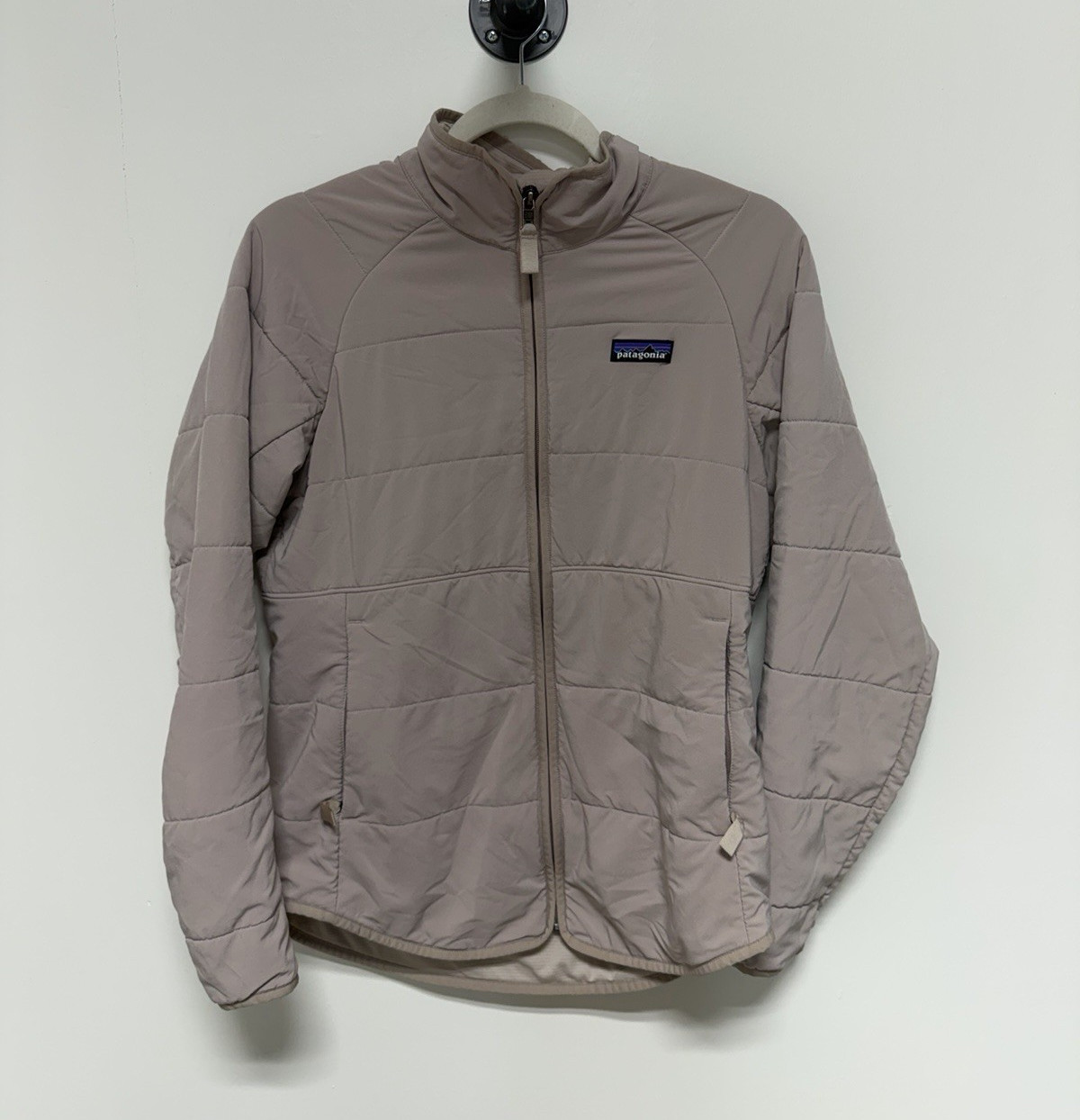 Patagonia Nano Puff Womens Puffer Jacket Full Zip Pockets Taupe Size M