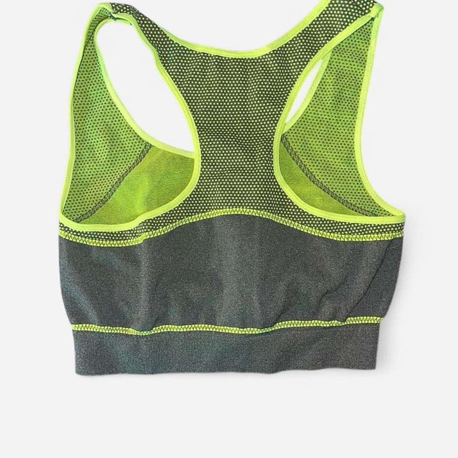 Blue Star Neon Yellow Lime Charcoal Leggings Sports Bra Set – Size L/XL