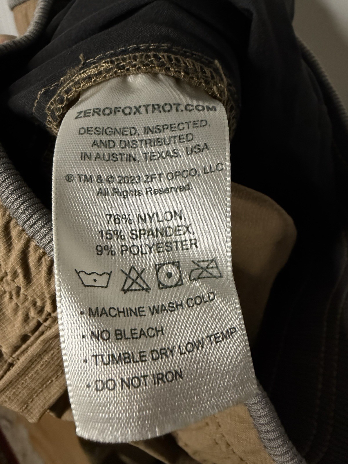 Zero Foxtrot Cargo Pants Tactical Ripstop Stretch Tan Men’s 42×32 Skull Logo