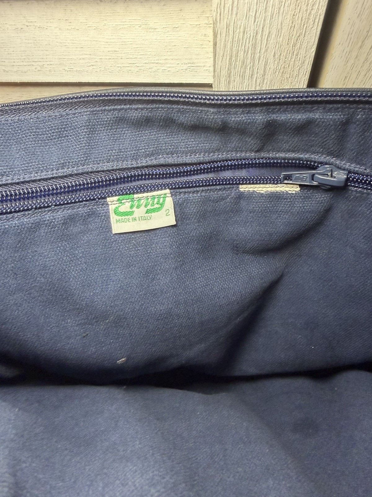 Vintage Italian Leather Navy Zip Half Moon Crossbody Bag Enny