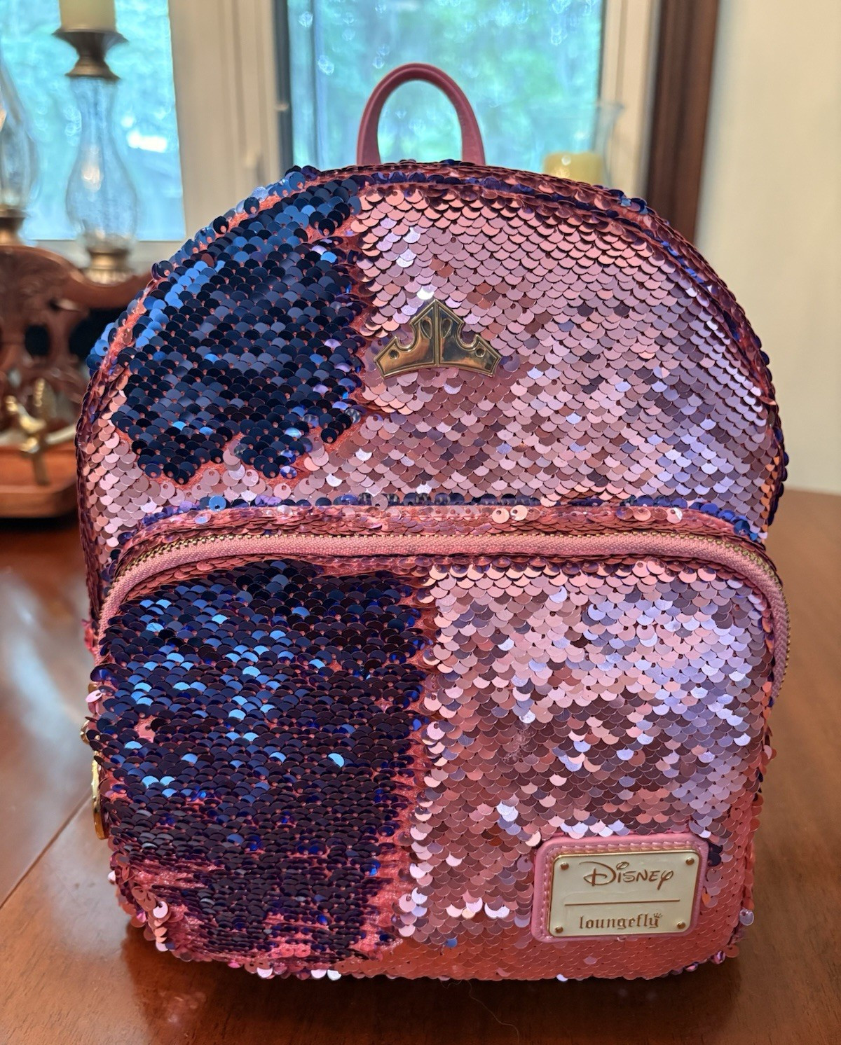 Loungefly Disney sleeping beauty Pink Blue flippy Sequin Mini Backpack