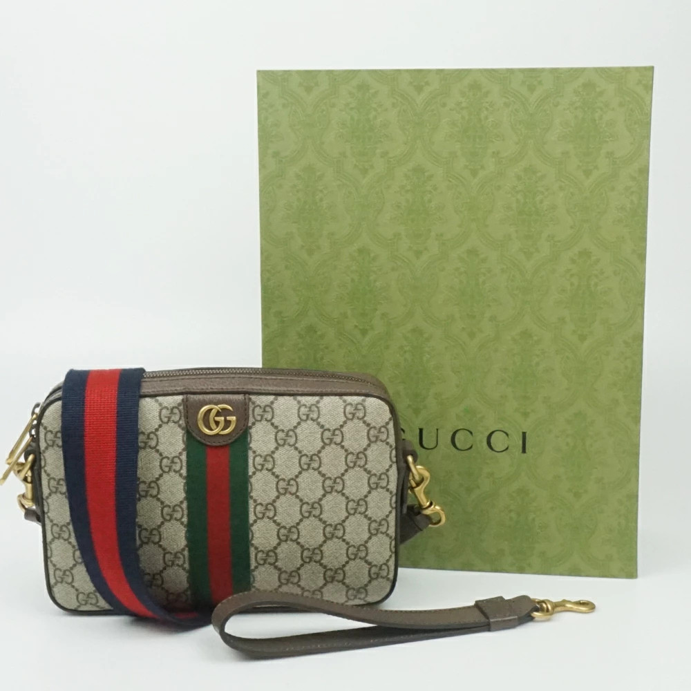 GUCCI 699439 Ophidia Shoulder Bag Beige Brown Crossbody Bag