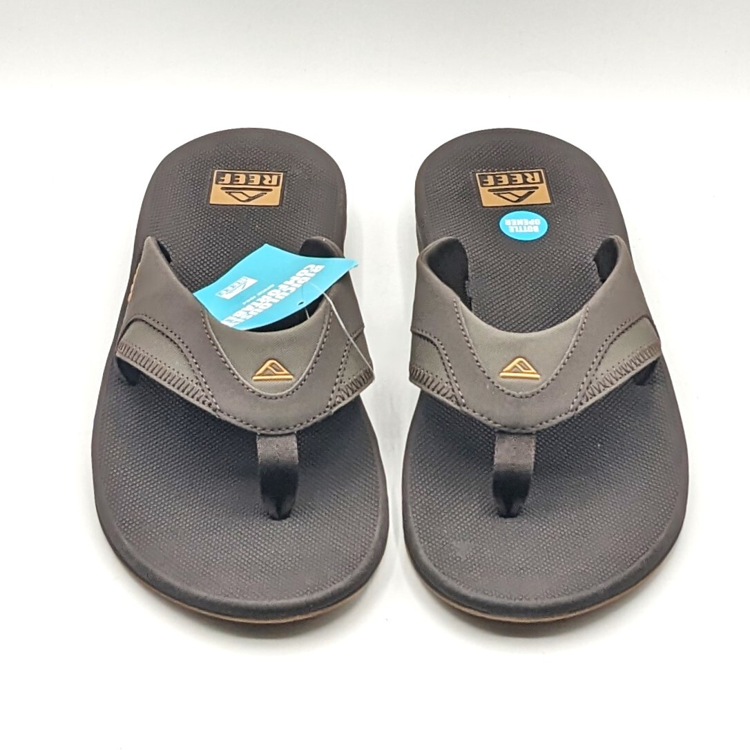 REEF “Fanning” Men’s Flip-Flop Sandal & Sole Bottle Opener (Brown/Gum) Size NEW