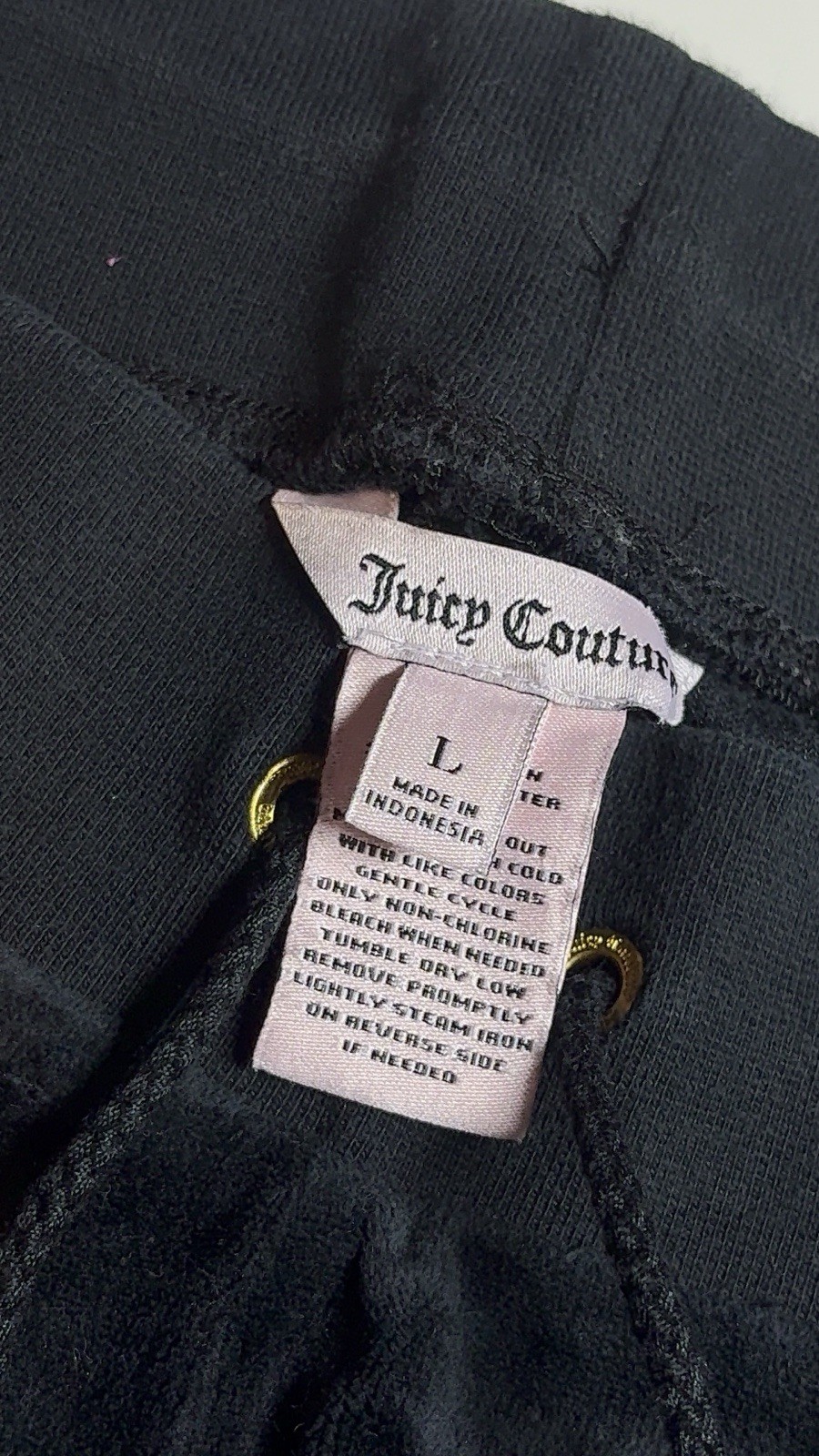 Juicy Couture Women’s Black Solid Sweatpants Pants Drawstring Regular Size L