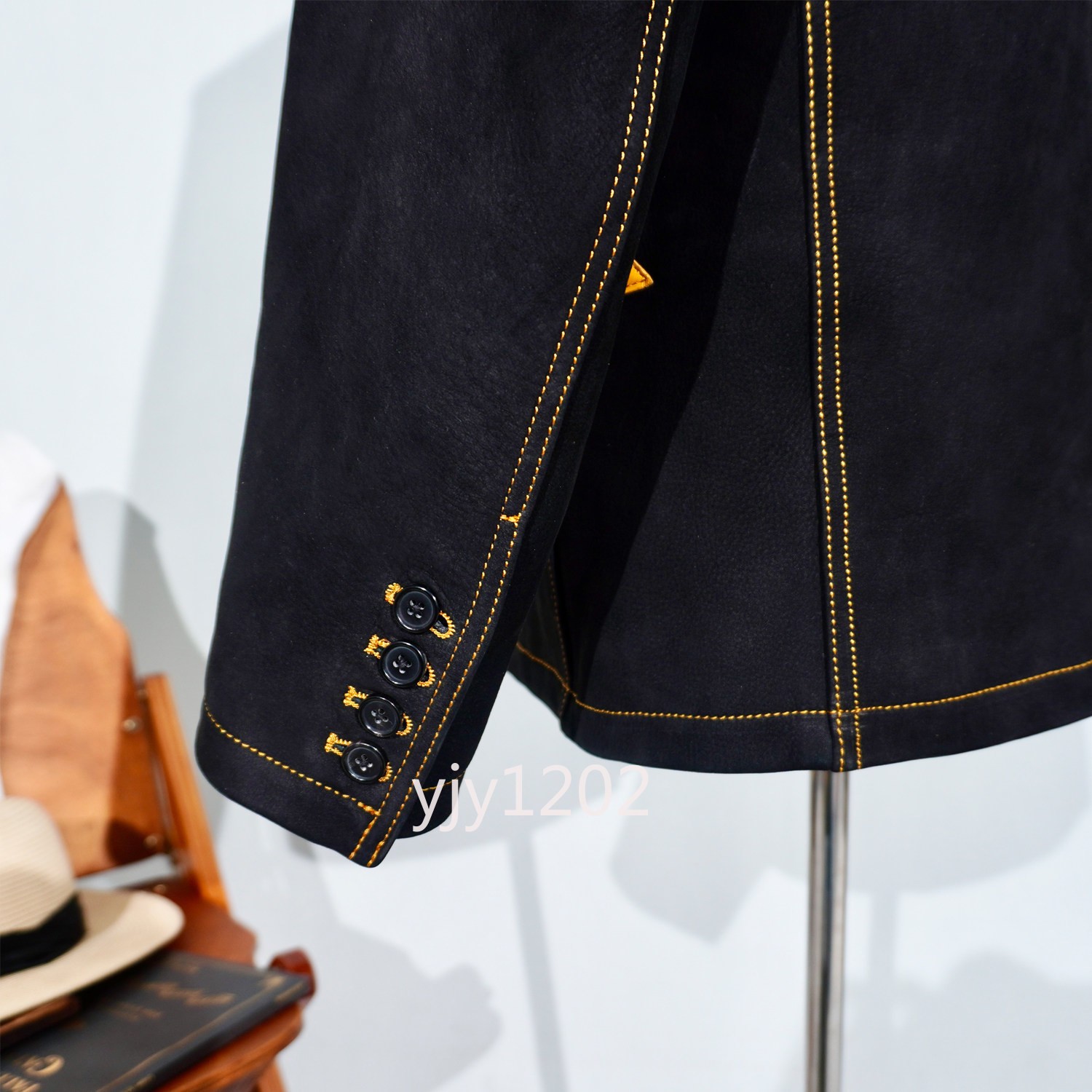 Vegetable Tanned Polished Cowhide Classic American Retro Western Leather Jacket