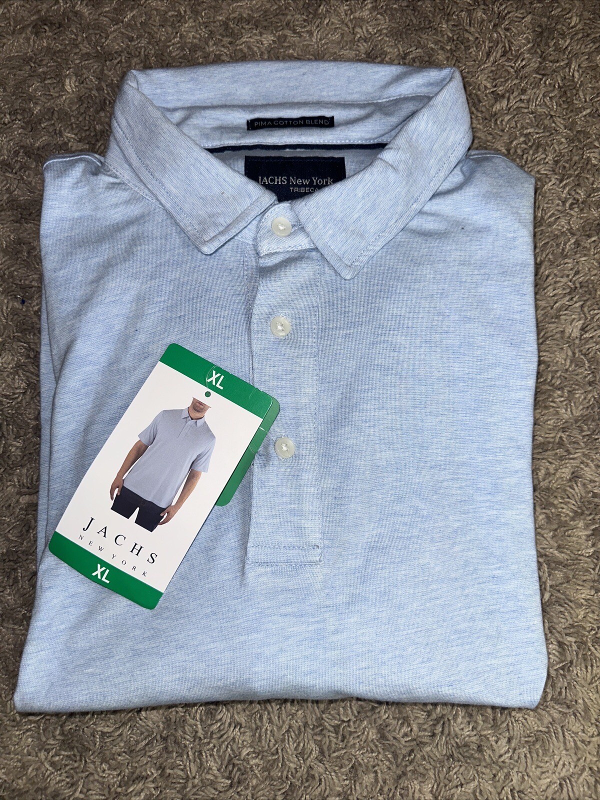 Men’s Jachs New York Light Blue Xlarge Ultra Soft Pima Cotton Blend Polo Shirt