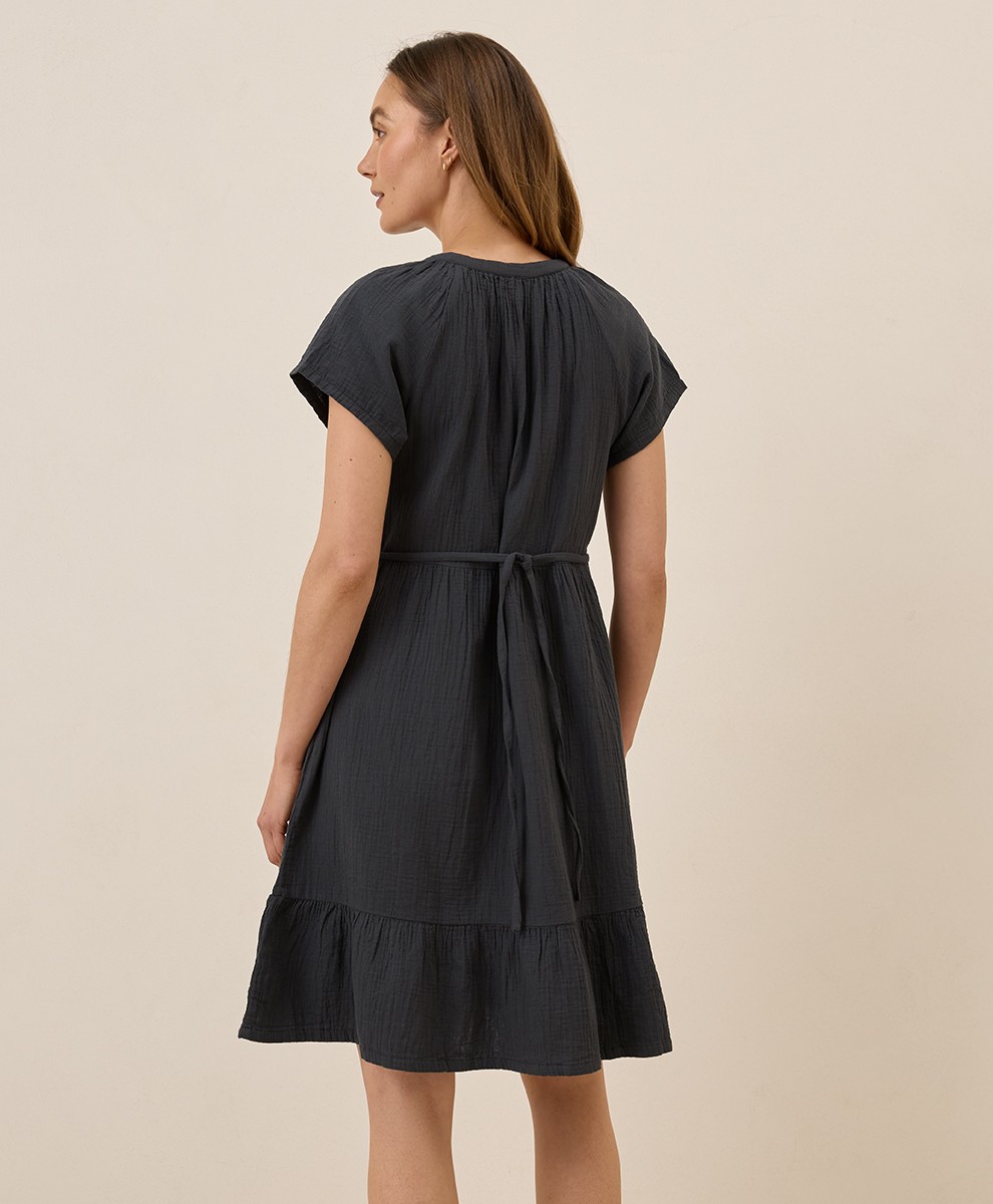 Pact Women’s Coastal Double Gauze Breezy Dress Black X-Large Comfortable Summer