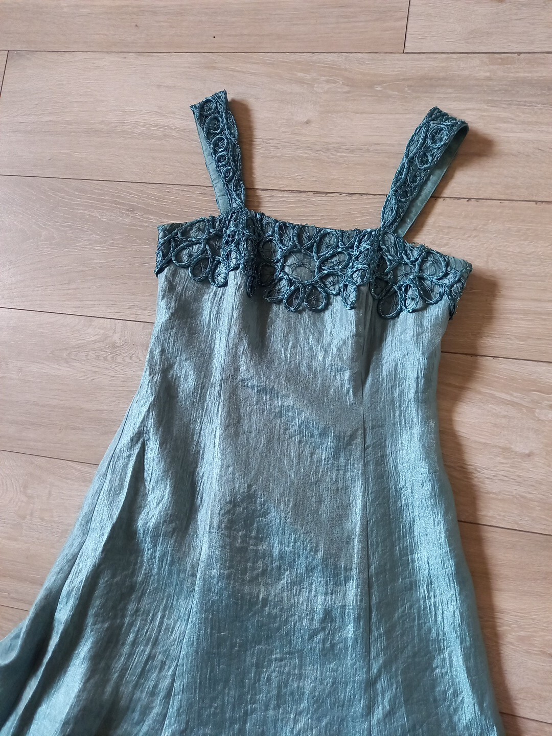 Gina Bacconi Duck Egg Dress & Jacket Faux Silk Embellished Wedding Occasion UK8