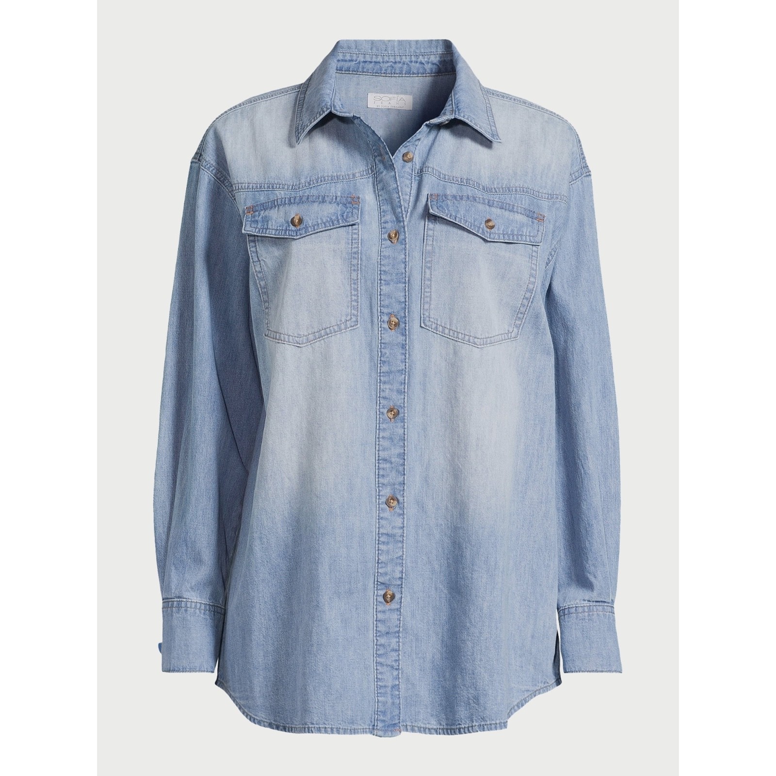 Sofia Jeans by Sofia VergaraOVersized BoyFriend Shirt Blue Medium 8-10