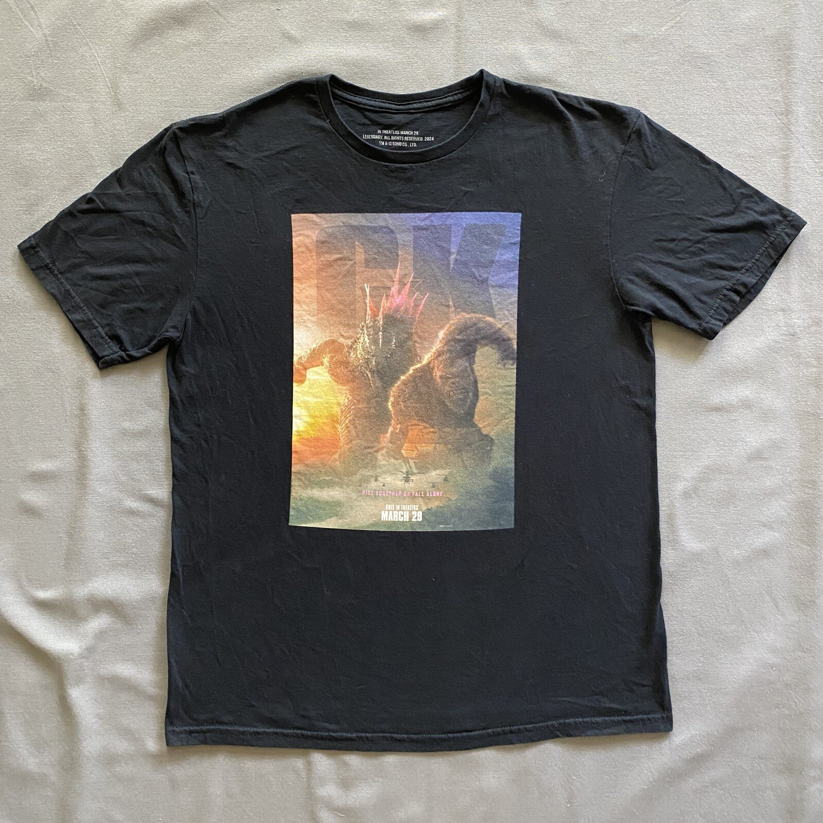 2024 Godzilla King Kong Movie T Shirt Mens Size Large Black Movie Promo